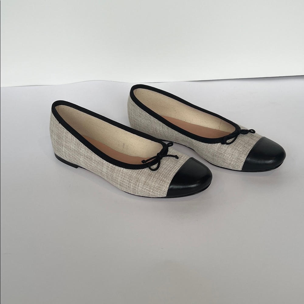 J crew Zoe cap toe ballet flats in Spanish canvas